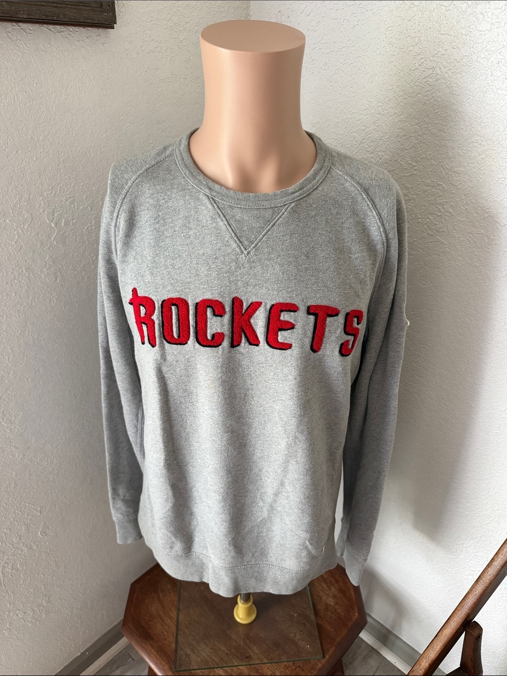 Levi’s X NBA Gray Crewneck Sweater with Red Rockets Applique